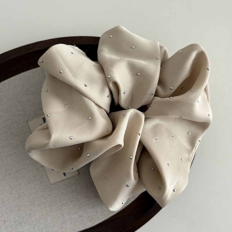 Women's Retro Rhinestone Star Satin Headband Solid Black And Beige