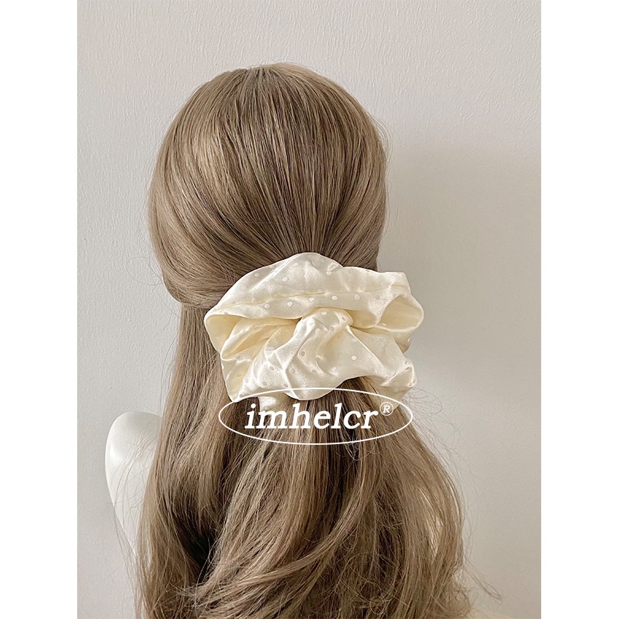 Women's Satin Rubber Band Hair Tie For Daily Commute Pink Polka Dots