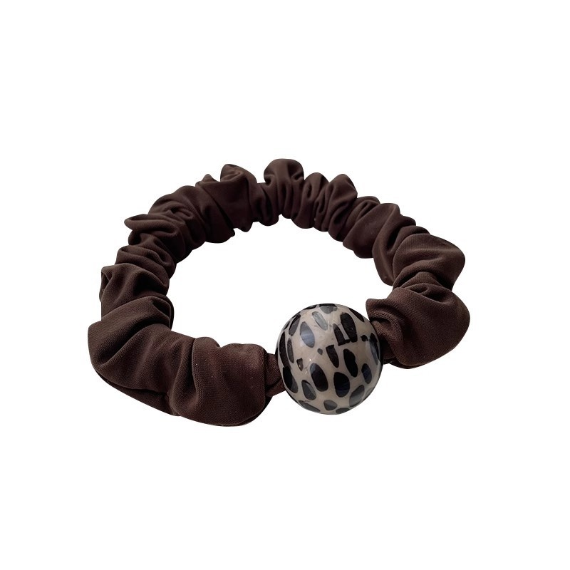 Women's Summer Cloth Hair Accessory Rubber Band Brown Leopard Spot