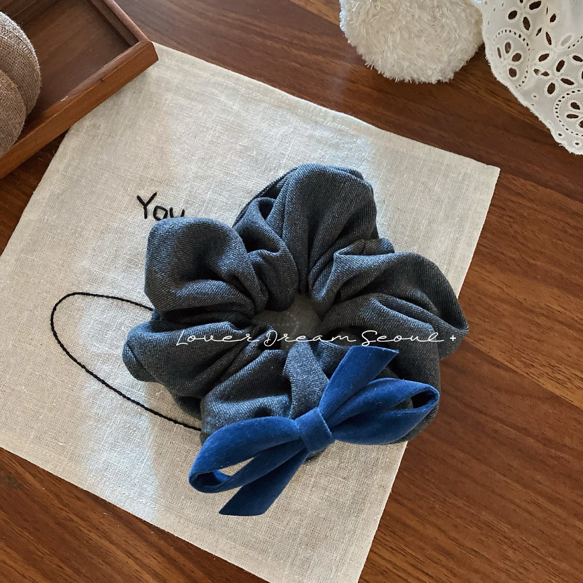 Women Casual Winter Velvet Bowknot Elastic Hair Ties Solid Color