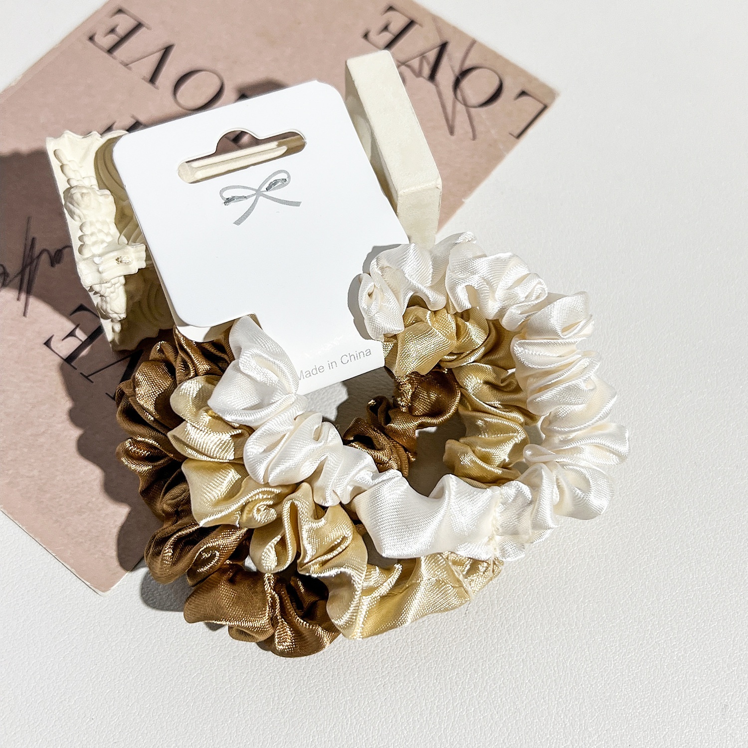 Women's Elegant Satin Scrunchies Damage-Free Ponytail Hair Ties Solid Color