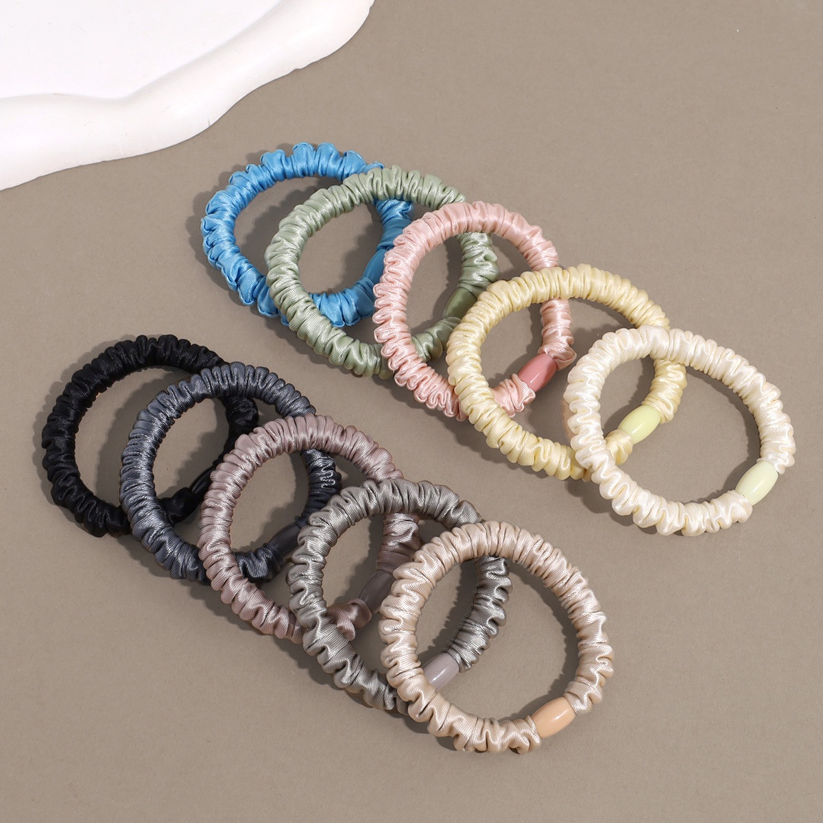 Women's Simple Autumn Polyester Ponytail Hair Tie Solid Brown