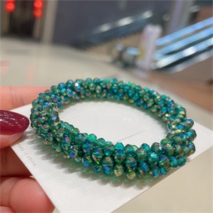 Women's Handmade Crystal Beaded Nylon Hair Ring Dual-Use Bracelet
