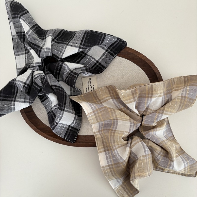 Women's Everyday Preppy Cloth Hair Scrunchie Blue Checkered Plaid