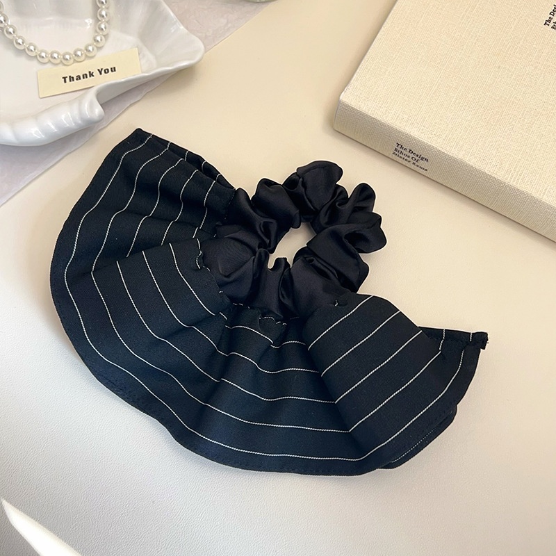 Women's Retro Autumn Cloth Hair Tie Black White Houndstooth Stripe