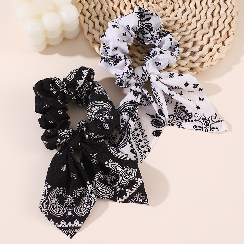 Women's Spring Fabric Transparent Elastic Hair Tie Floral Pattern