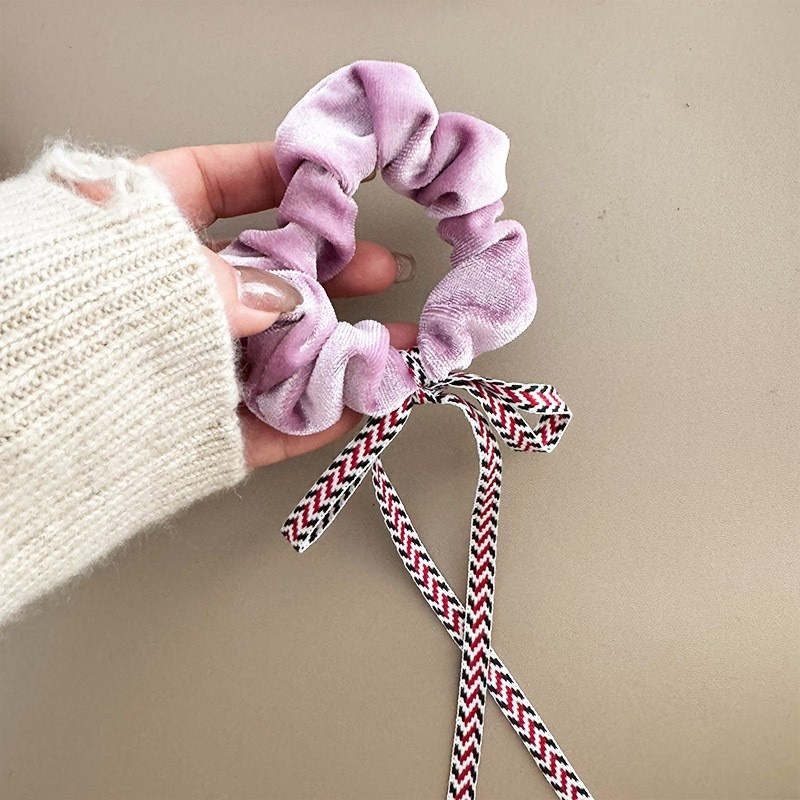 Women's New Year Christmas Bowknot Hair Ties High Elasticity Cloth Bands