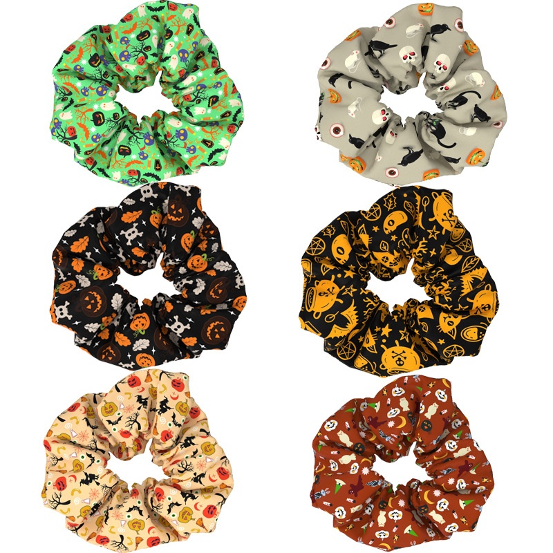 Women's Halloween Party Fabric Hair Scrunchies Printed Pattern