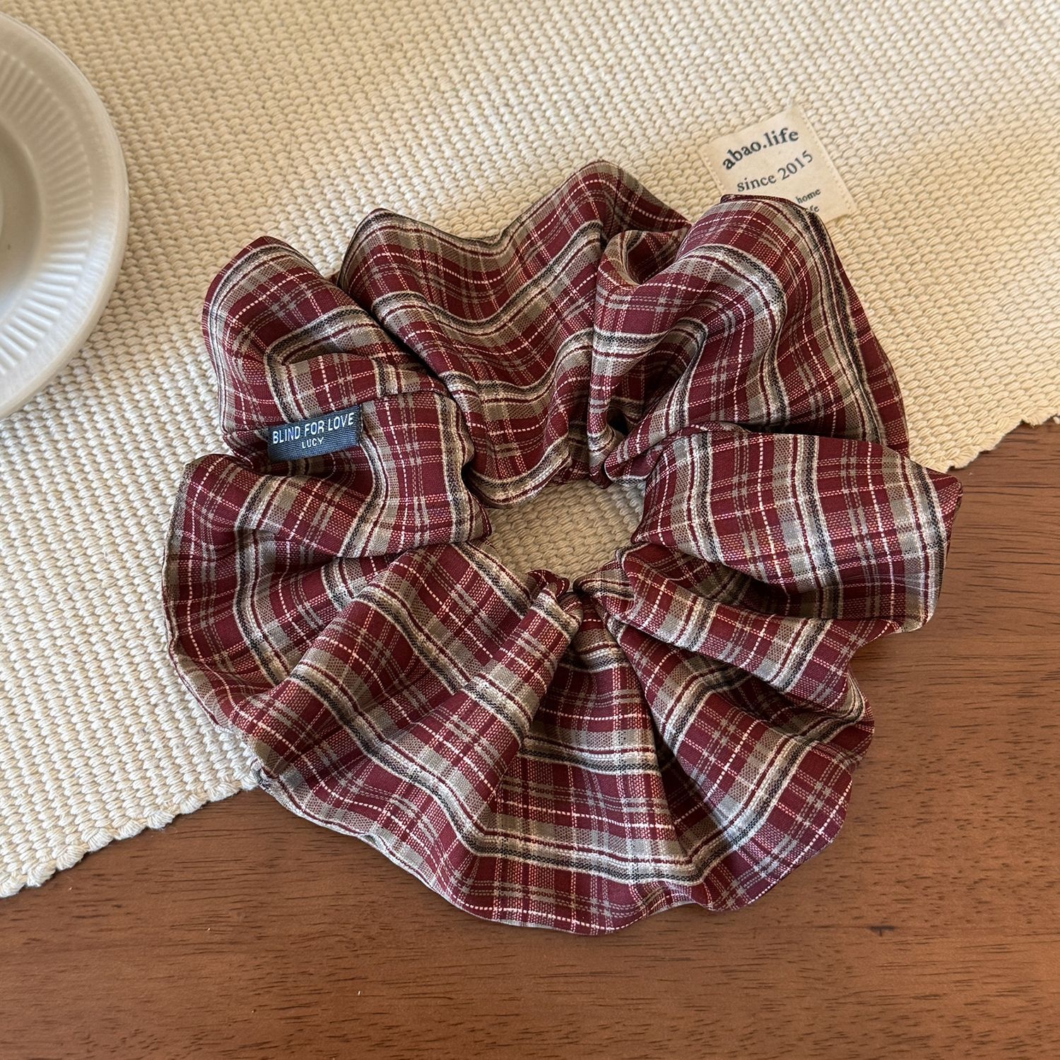 Women's School Style Fabric Ponytail Hair Scrunchies Retro Plaid