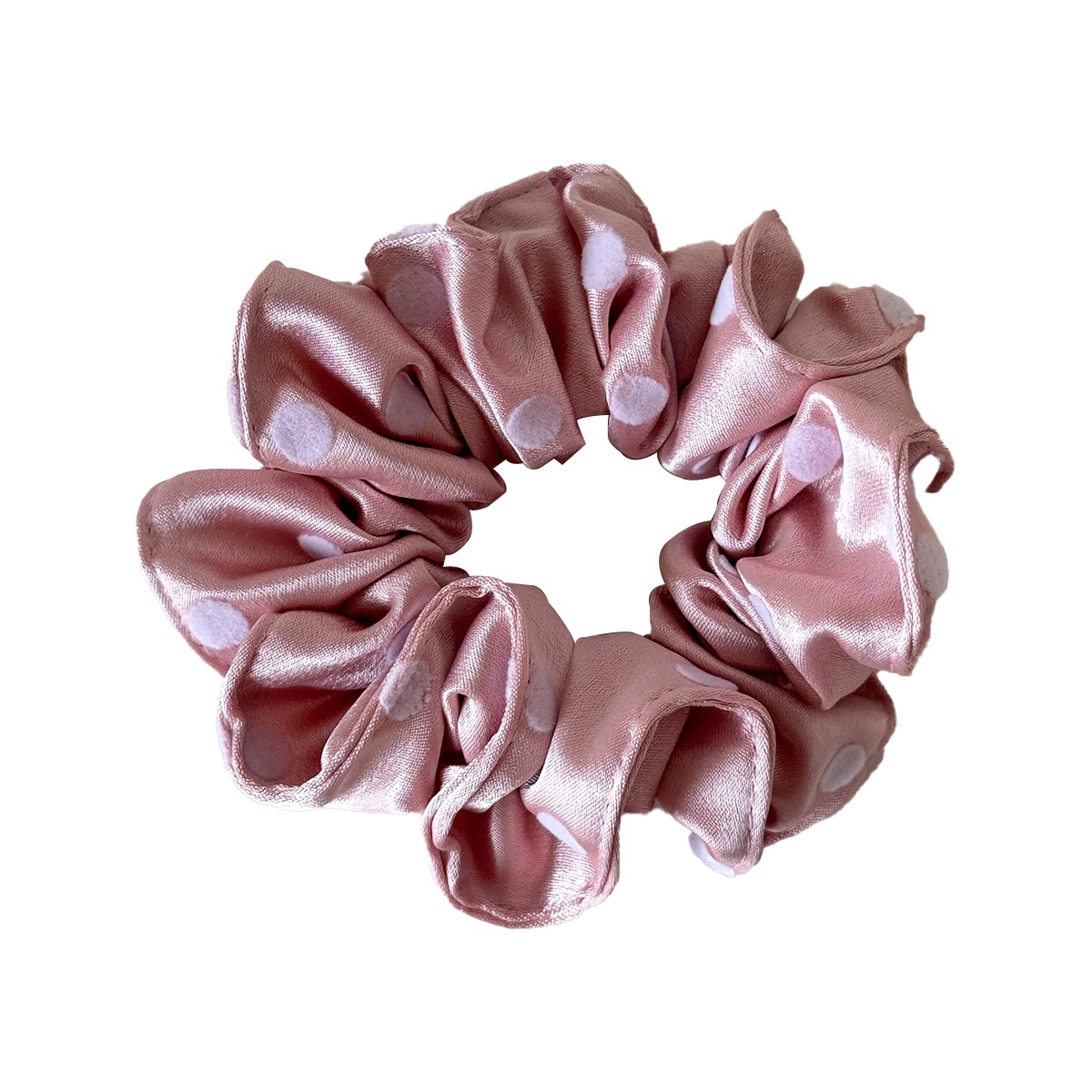 Women's Spring Satin Hair Tie Pink Polka Dots