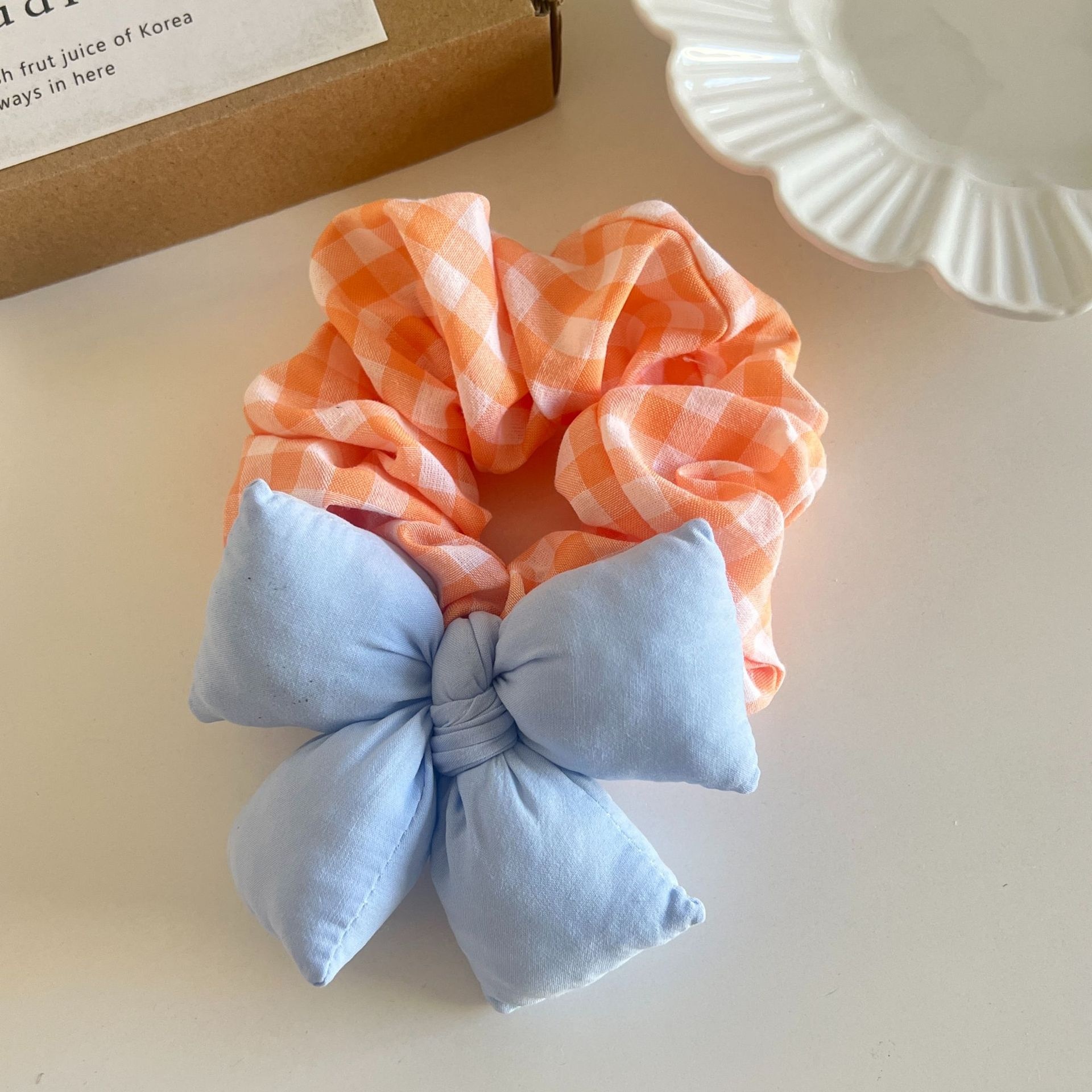 Women's Summer Cute Butterfly Bowknot Fabric Scrunchie Elastic Hair Ties