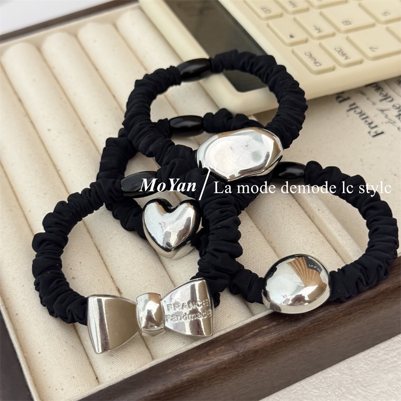 Women's Elegant Alloy Hair Tie Silver Geometric Heart