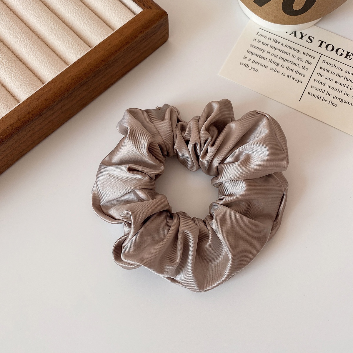 Women's Smooth Satin Scrunchie Hair Tie For Daily Wear Solid Black