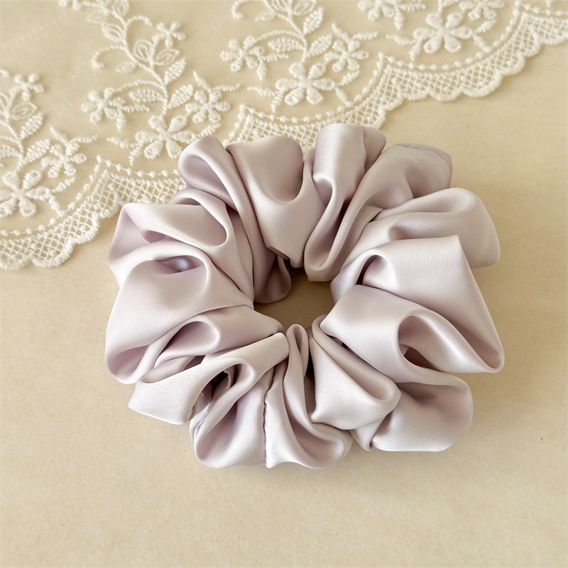 Women's French Style Satin Hair Tie For Spring Daily Wear Solid Beige