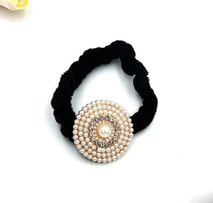 Women's Casual Velvet Hairband Pearl Rhinestone Round Hair Accessories