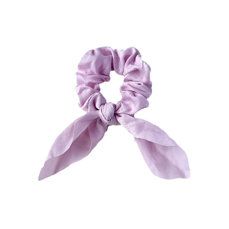 Women's Handmade Rabbit Ear Scrunchie Daily Hair Tie Solid Satin Bow