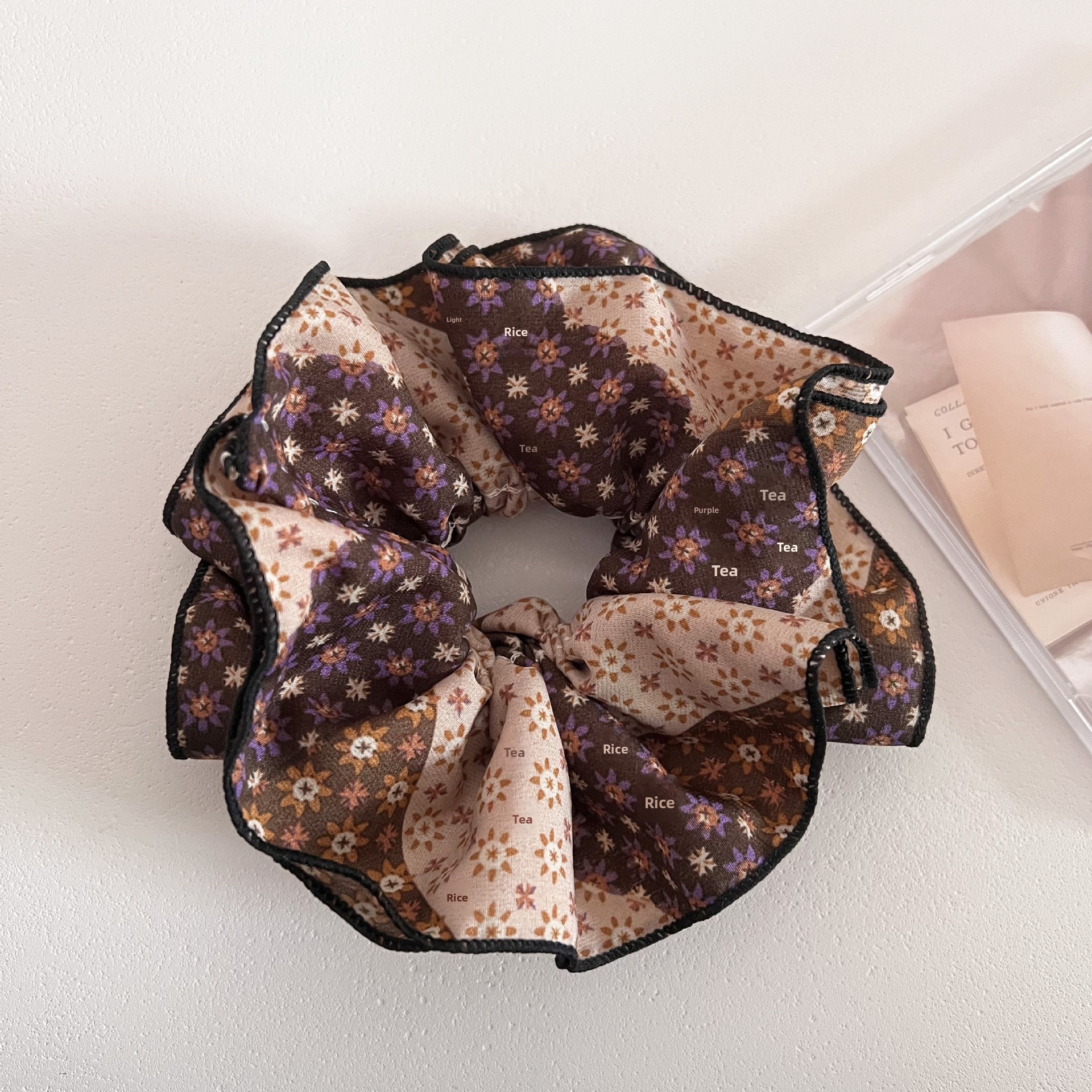 Women's Retro Patchwork Floral Hair Ties Aesthetic Color Block Cloth Bands