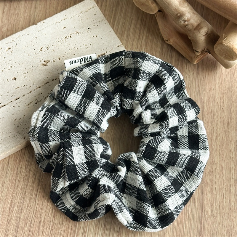 Women's Preppy Polyester Spring Hair Tie in Navy Blue Lattice
