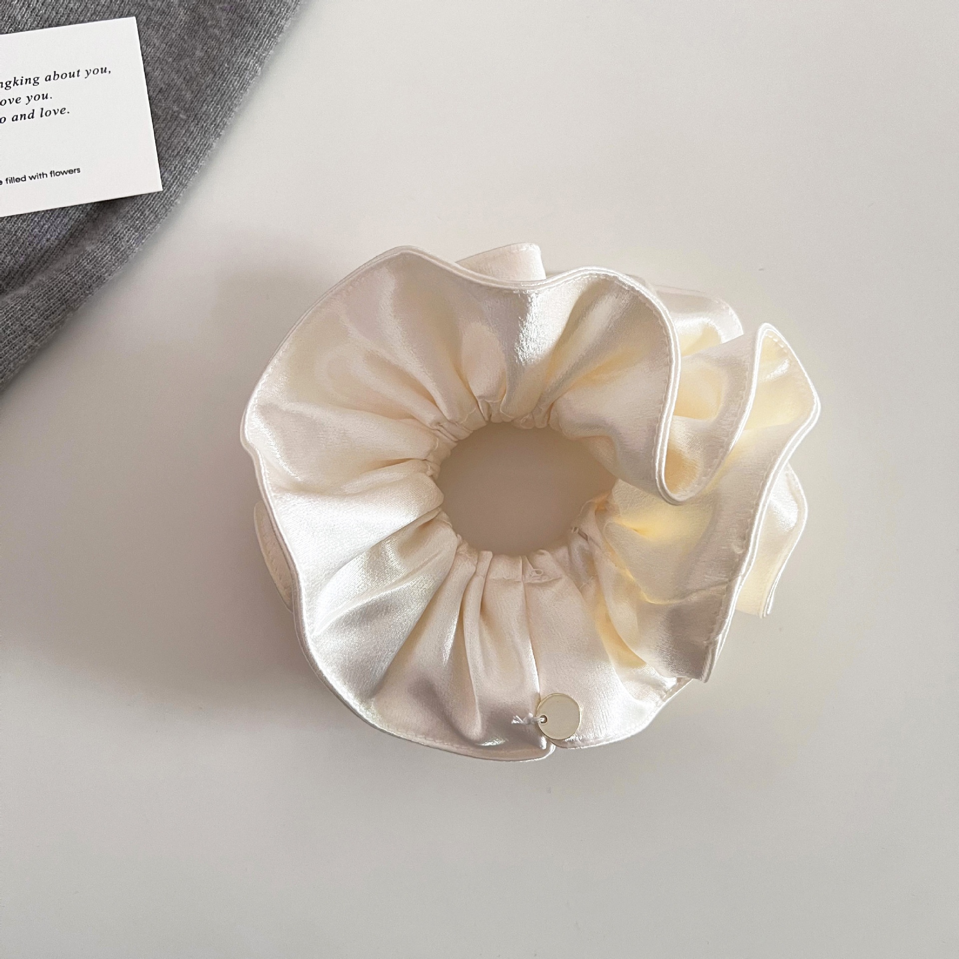 Women's Elegant Double Layer Pleated Satin Large Bow Hair Tie for Low Ponytails