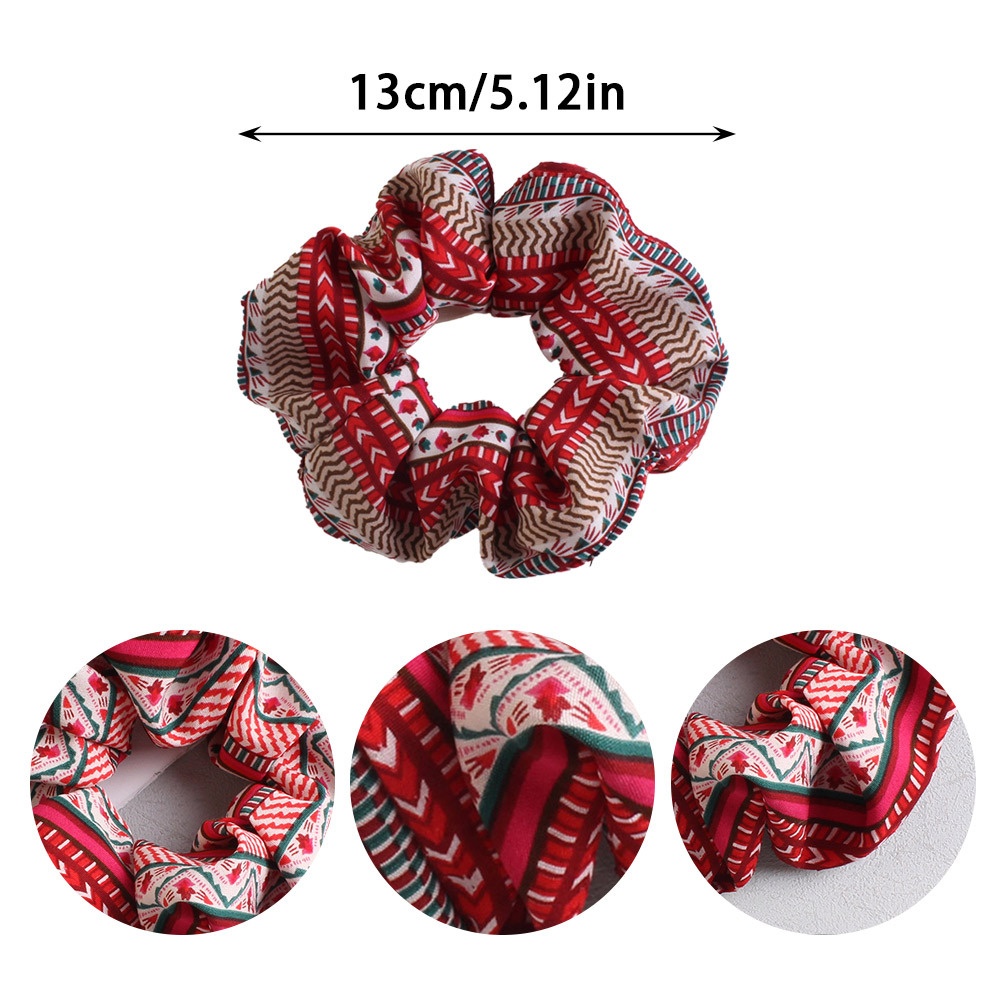 Women's Retro Cloth Hair Tie Winter Accessory Red Color Block
