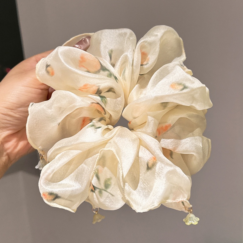 Women's Elegant Large Cloth Scrunchie Banquet Hair Tie Ditsy Floral