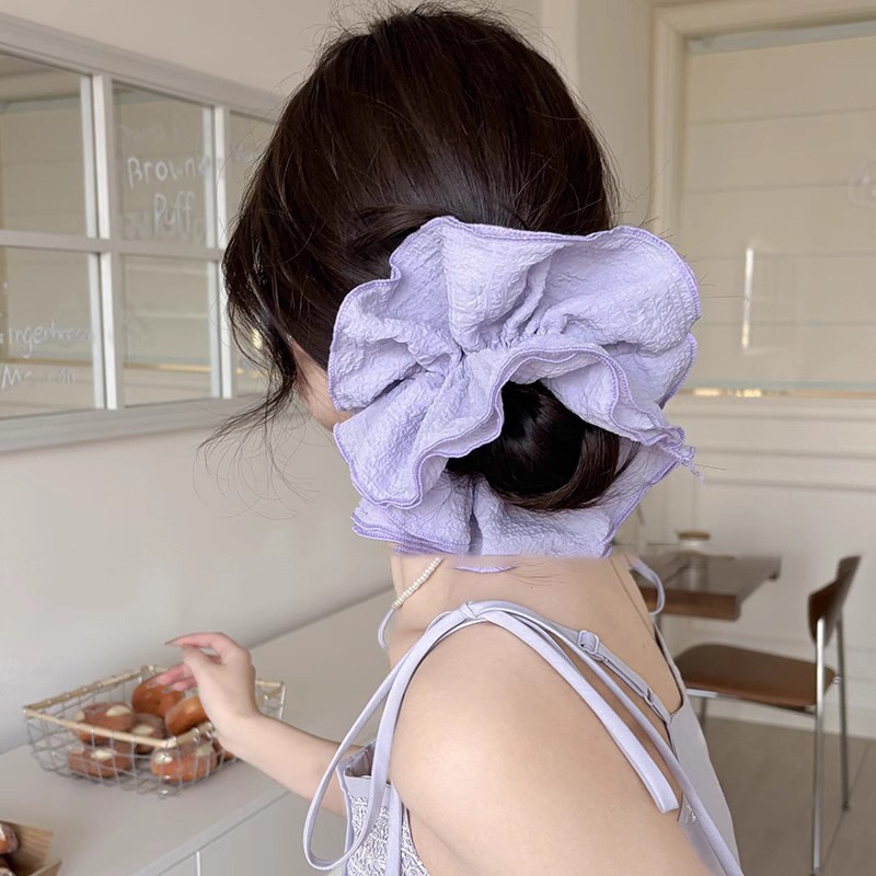 Women's Oversized Knitted Cloth Scrunchie Bun Hair Tie Taro Purple