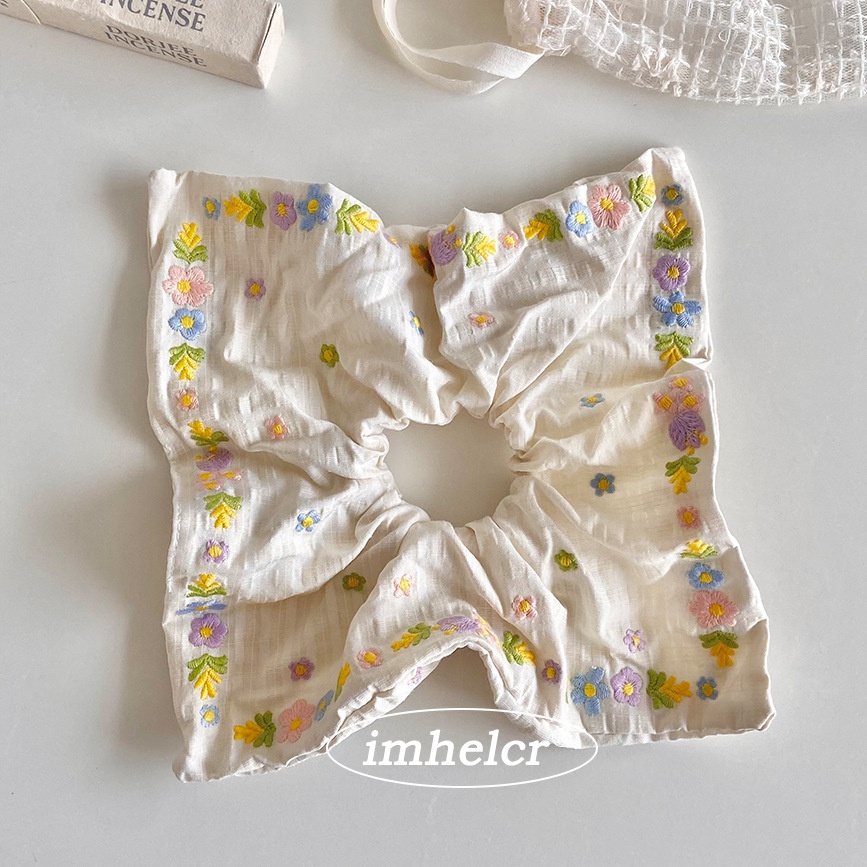 Women's Spring Cloth Hair Tie Sweet Colorful Floral Embroidery