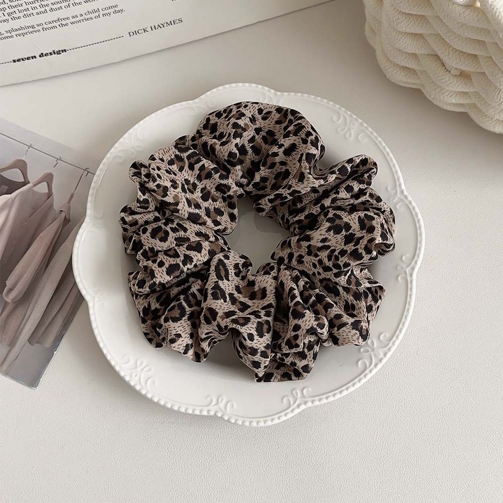 Women's Oversized Spring Cloth Bubble Braid Hair Tie Leopard Print