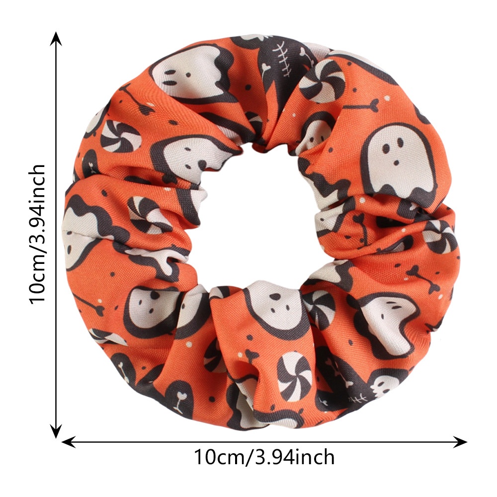 Women's Halloween Skeleton Pumpkin Hair Ties Large Skull Fabric Headwear