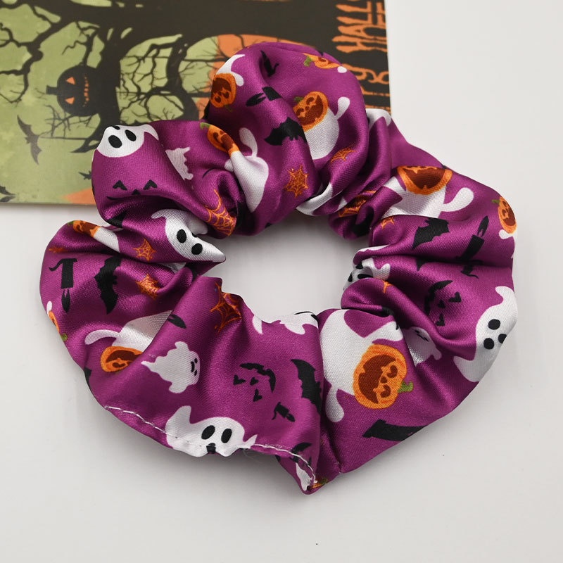 Women's Elastic Cloth Hair Scrunchie Cartoon Halloween Pumpkin Print