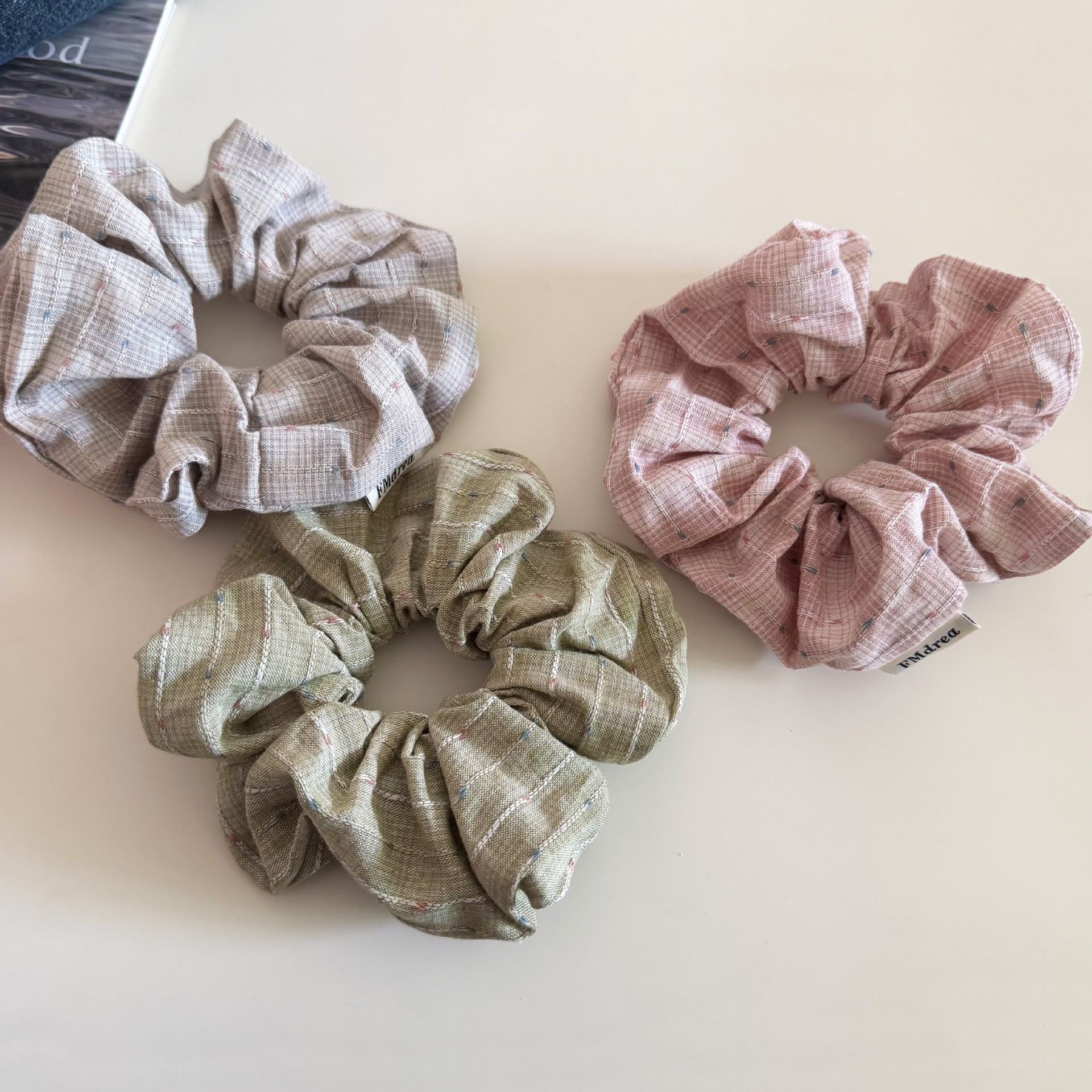 Women's Soft Cloth Spring Hair Tie Accessory Simple Green Plaid