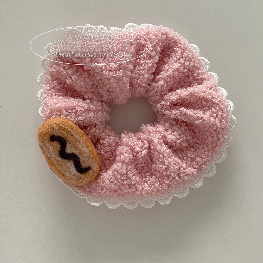 Women's All-Season Felt Hair Clip Tie Cartoon Teddy Dog Hot Dog Bun