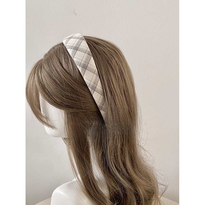Women's Spring Casual Cloth Hair Band Tie Black And White Plaid