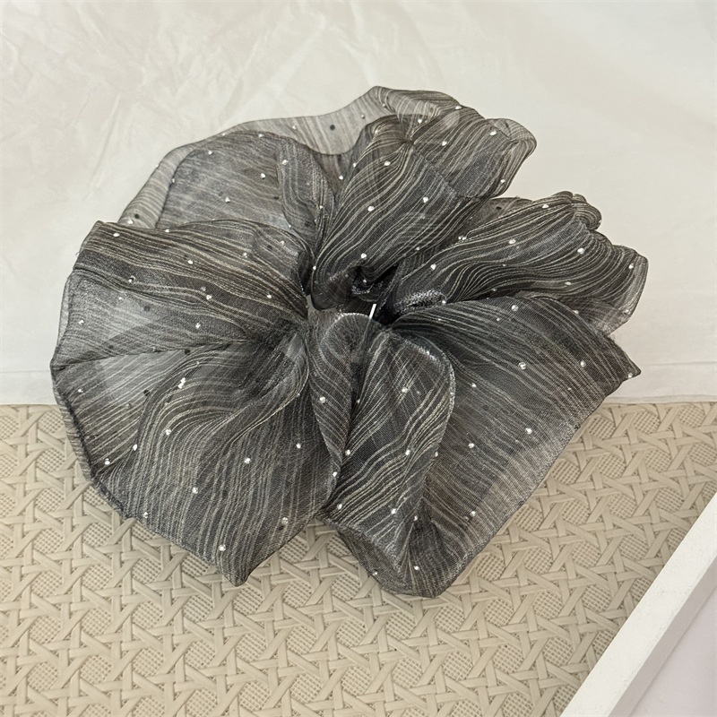 Women's Elegant Rhinestone Bubble Fabric Hair Scrunchies Solid Striped