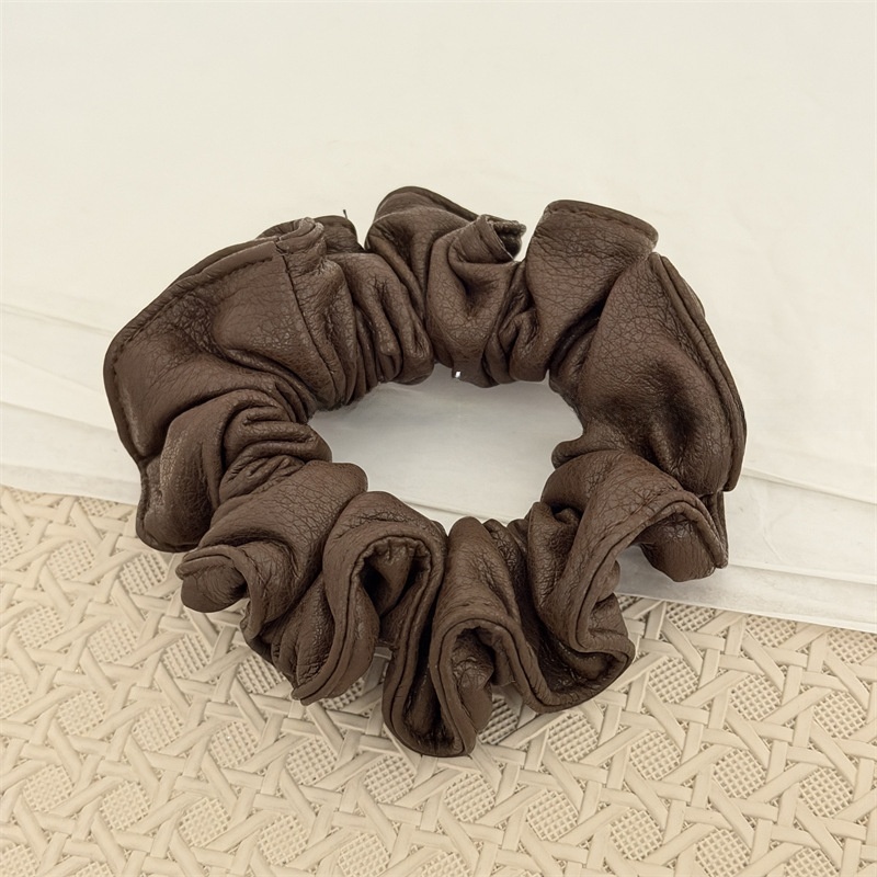 Women's Vintage Soft Hair Tie For Daily Wear Coffee Black Leopard Print