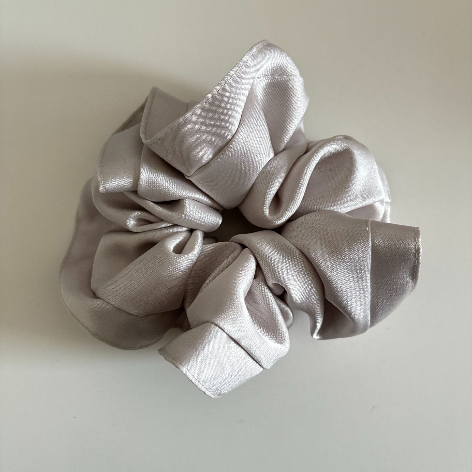 Women's Elegant Satin Scrunchie Hair Tie Solid Champagne Color