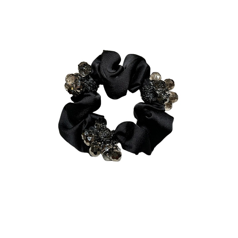 Women's Crystal Satin Party Elastic Headband Sparkly Black Beige