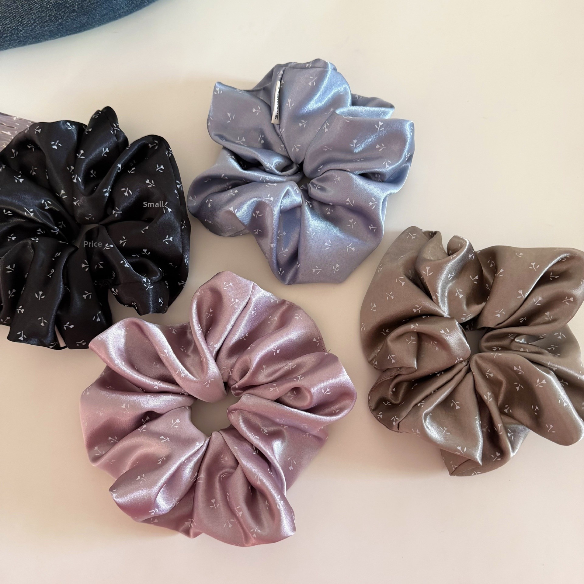 Women's Elegant Satin Hair Tie Daily Accessories Blue Ditsy Floral