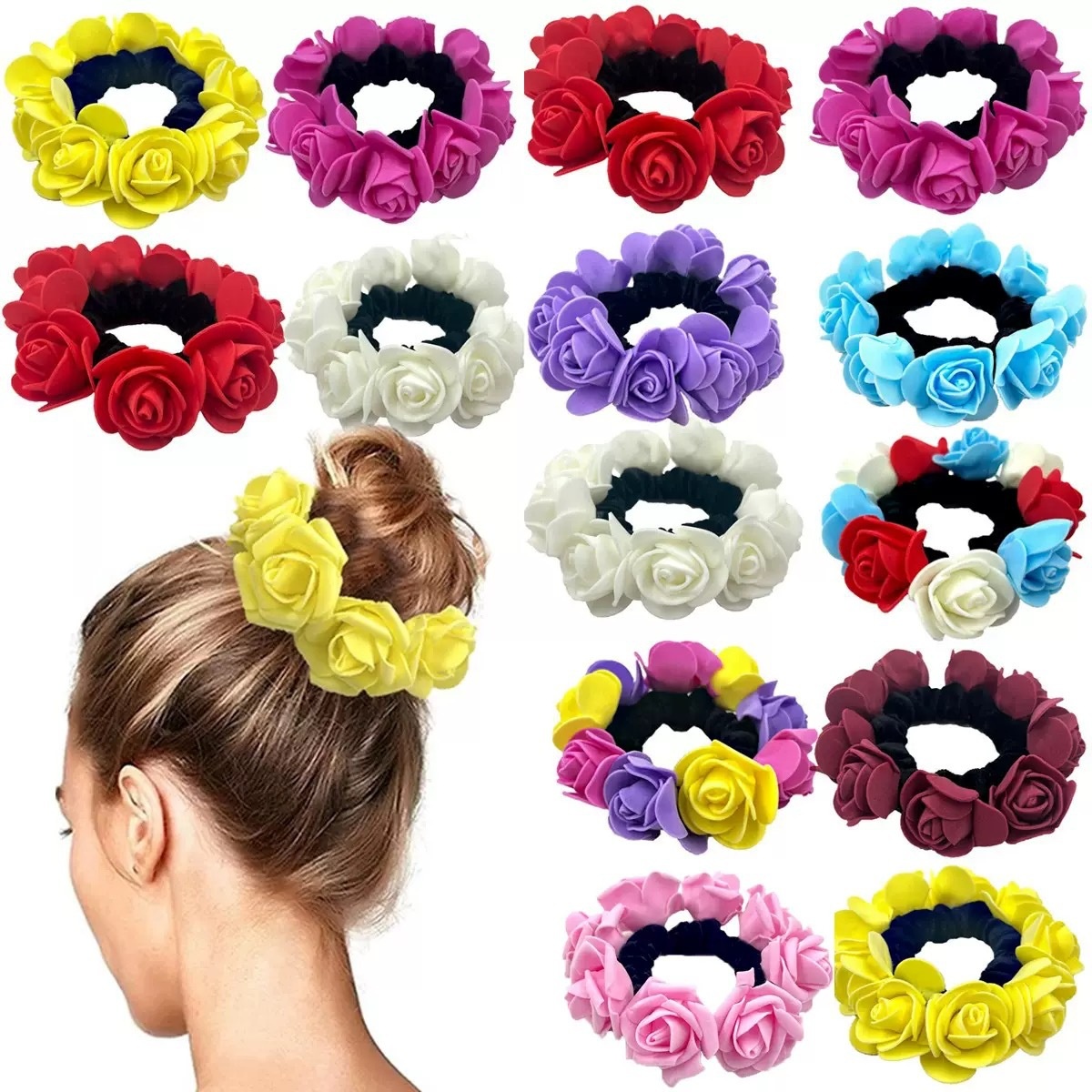 Women's Summer Vacation Elastic Hair Ring Fabric Hydrangea Floral