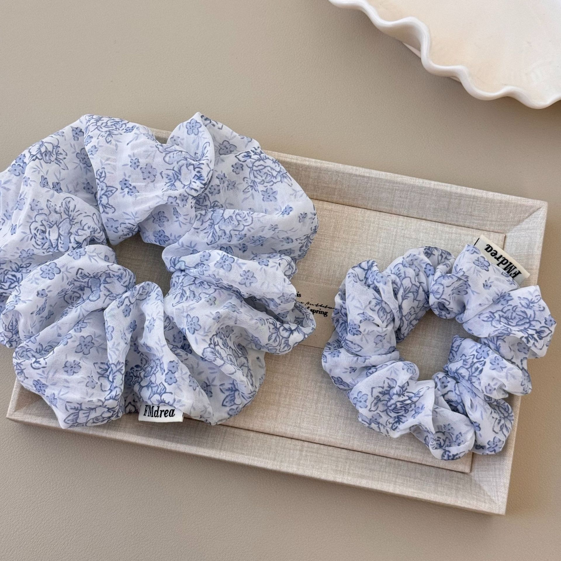 Women's Spring Retro Cloth Hair Tie Accessory Blue Ditsy Floral