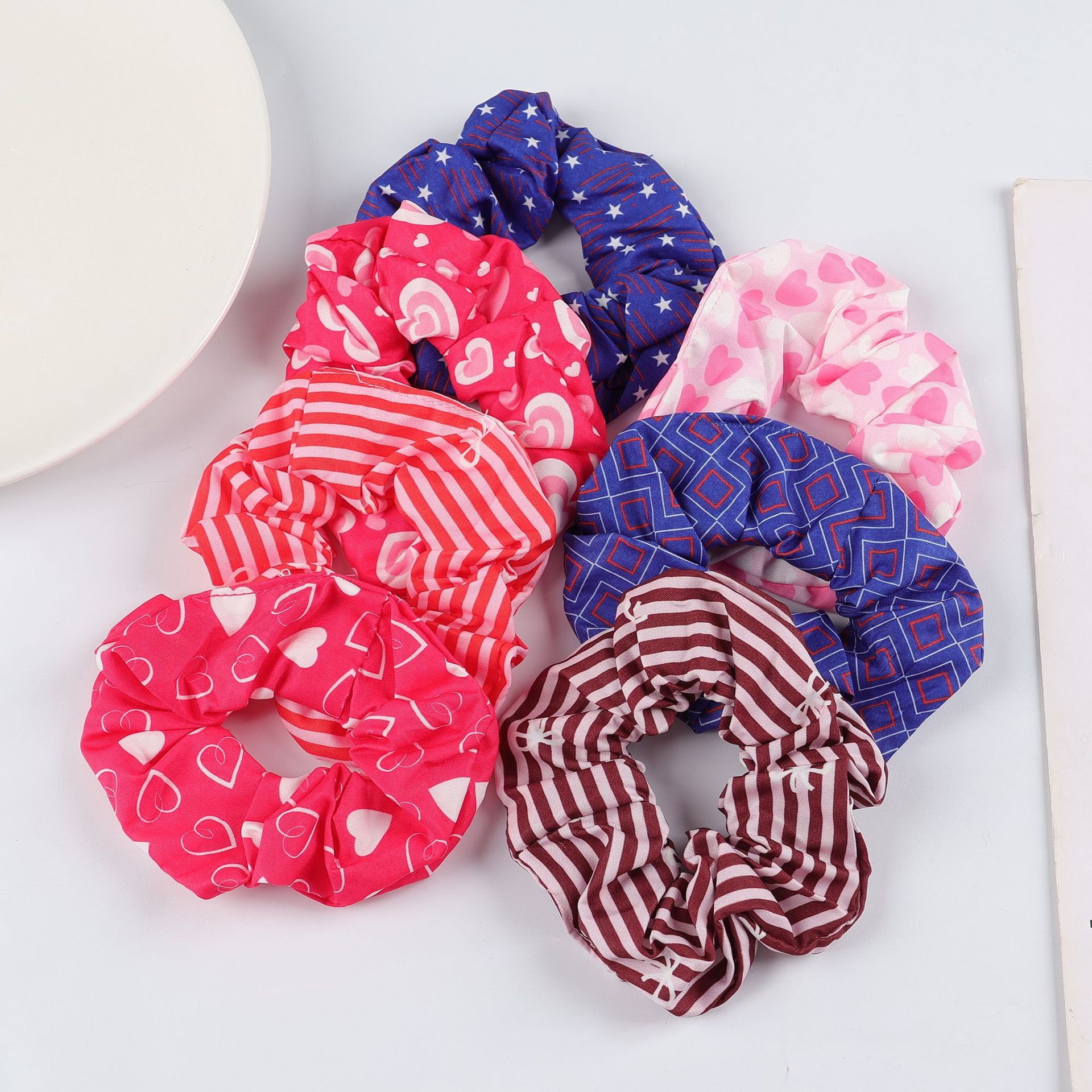 Women Girls Vintage Striped Cloth Headband Geometric Heart Hair Accessories