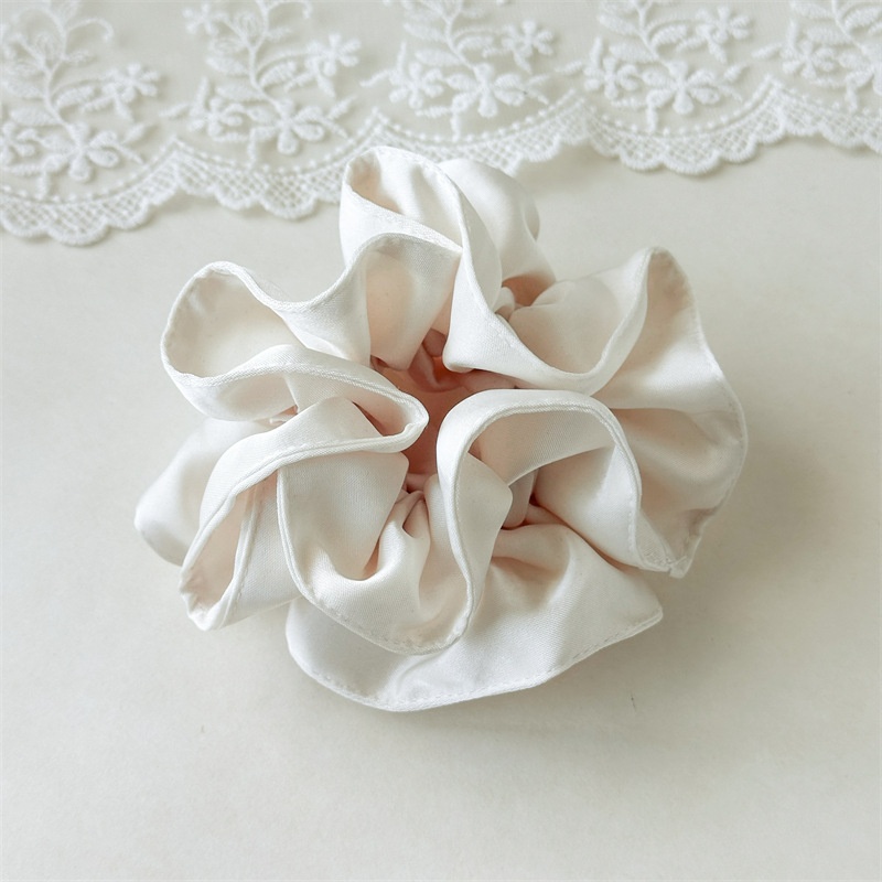Women Shiny Satin Pleated Scrunchies Elegant Hair Ties Autumn Ponytail Ring