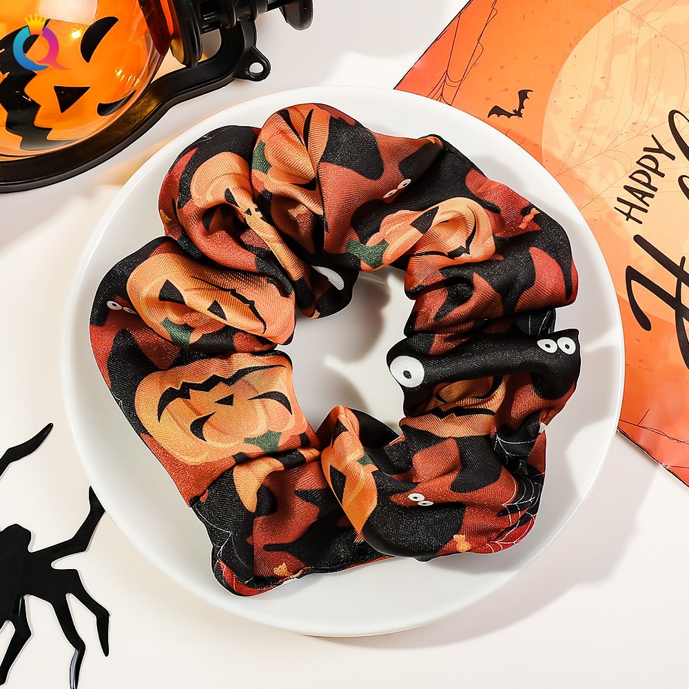 Women's Elastic Halloween Hair Tie Funny Pumpkin Skull Pattern