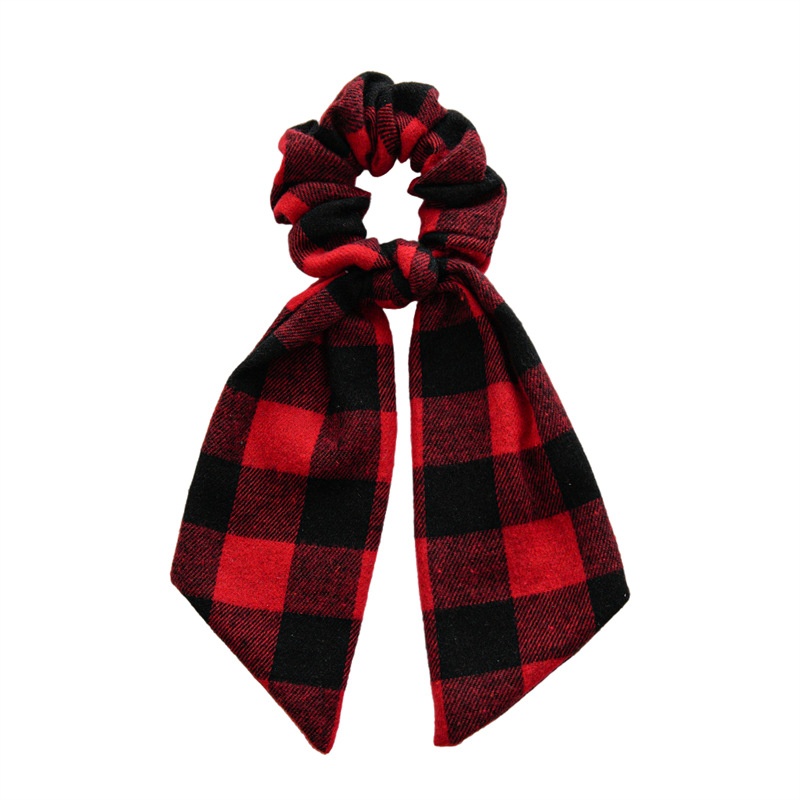 Women's Handmade Holiday Hair Tie Scrunchie Vintage Christmas Plaid
