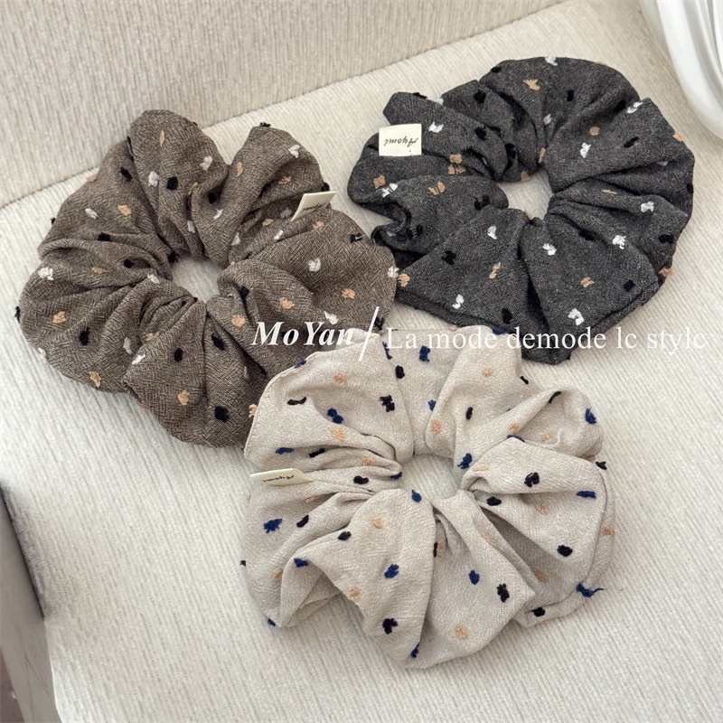 Women's Retro Fabric Ponytail Hair Ties Floral Embroidery Spot