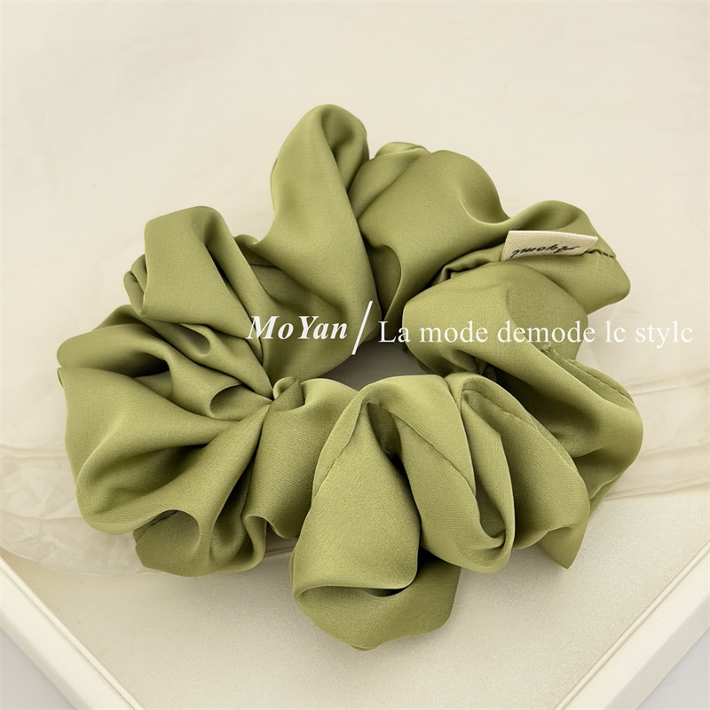 Women's Spring Elegant Satin Hair Tie Scrunchie Solid Color Beige