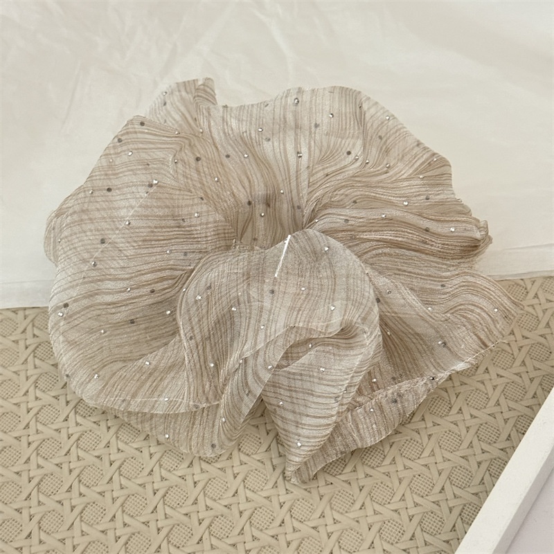 Women's Elegant Rhinestone Bubble Fabric Hair Scrunchies Solid Striped