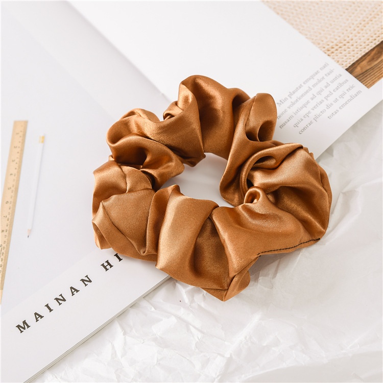 Women's Fashion Handmade Satin Scrunchie Hair Tie for Daily Wear Solid Color