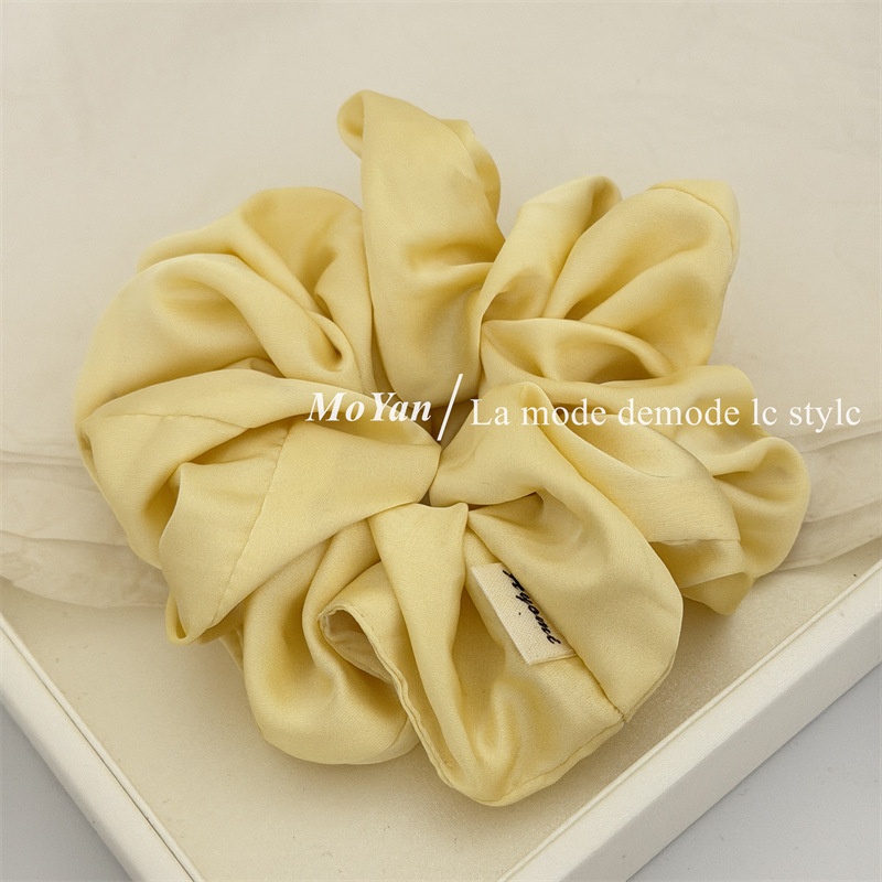 Women's Spring Elegant Satin Hair Tie Scrunchie Solid Color Beige