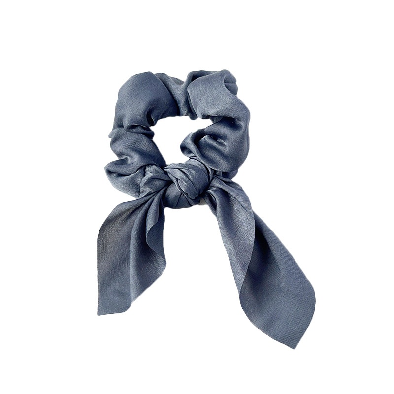 Women's Handmade Rabbit Ear Scrunchie Daily Hair Tie Solid Satin Bow